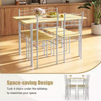 Costway Set 5 Pezzi Tavolo da Pranzo Cucina in Legno e Metallo con 4 Sedie Noce/Naturale