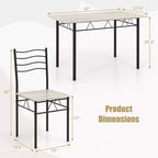 Costway Set 5 Pezzi Tavolo da Pranzo Cucina in Legno e Metallo con 4 Sedie Noce/Naturale