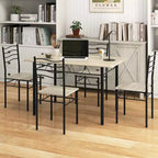 Costway Set 5 Pezzi Tavolo da Pranzo Cucina in Legno e Metallo con 4 Sedie Noce/Naturale