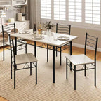 Costway Set 5 Pezzi Tavolo da Pranzo Cucina in Legno e Metallo con 4 Sedie Noce/Naturale