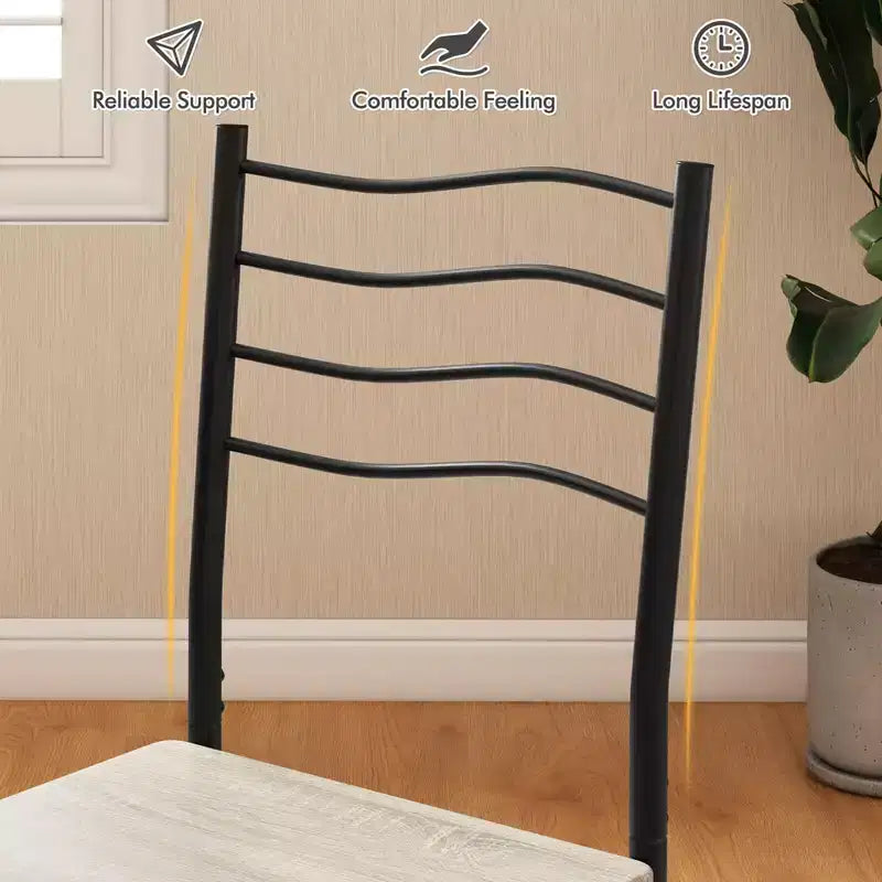 Costway Set 5 Pezzi Tavolo da Pranzo Cucina in Legno e Metallo con 4 Sedie Noce/Naturale