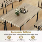 Costway Set 5 Pezzi Tavolo da Pranzo Cucina in Legno e Metallo con 4 Sedie Noce/Naturale
