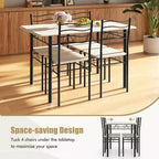 Costway Set 5 Pezzi Tavolo da Pranzo Cucina in Legno e Metallo con 4 Sedie Noce/Naturale