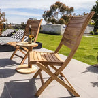 Sedia Pieghevole da Esterno per Patio in Teak Nordico Naturale - Beige