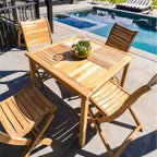 Sedia Pieghevole da Esterno per Patio in Teak Nordico Naturale - Beige