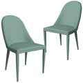 LeisureMod Seville Collection Dining Chairs Set of 2  Upholstered Leather Seats with Metal Legs, Modern Kitchen, Cafe, Restaurant Seating