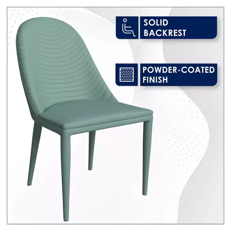 LeisureMod Seville Collection Sedie da pranzo set da 2 con sedili in pelle imbottiti e gambe in metallo, sedute moderne per cucina, bar, ristorante