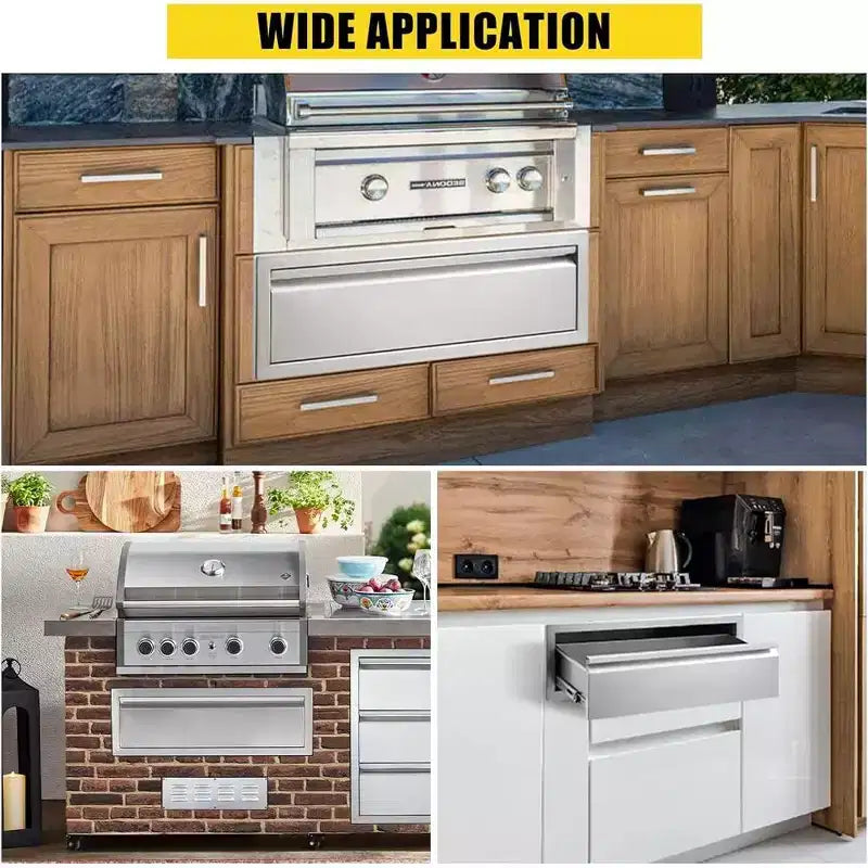 Cucina da esterno a isola con cassetto singolo in acciaio inox, 30x23x10 pollici, con sfiato, per barbecue