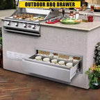 Cucina da esterno a isola con cassetto singolo in acciaio inox, 30x23x10 pollici, con sfiato, per barbecue