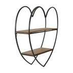 Mensole Decorative da Parete a Due Livelli a Forma di Cuore per Arredamento di Stanze e Casa - Decorazione da Parete in Legno e Metallo per Camera da Letto, Soggiorno e Bagno - 20, Nero