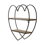 Mensole Decorative da Parete a Due Livelli a Forma di Cuore per Arredamento di Stanze e Casa - Decorazione da Parete in Legno e Metallo per Camera da Letto, Soggiorno e Bagno - 20, Nero