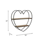 Mensole Decorative da Parete a Due Livelli a Forma di Cuore per Arredamento di Stanze e Casa - Decorazione da Parete in Legno e Metallo per Camera da Letto, Soggiorno e Bagno - 20, Nero