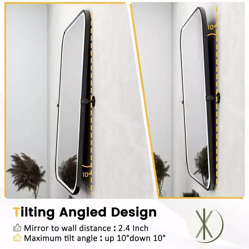 Neutypechic Specchio da Parete Decorativo Rettangolare con Cornice in Metallo e Angoli Arrotondati (Set da 2)