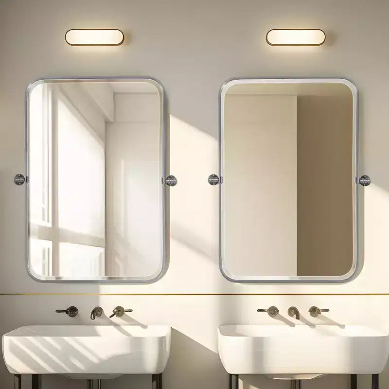 Neutypechic Specchio da Parete Decorativo Rettangolare con Cornice in Metallo e Angoli Arrotondati (Set da 2)
