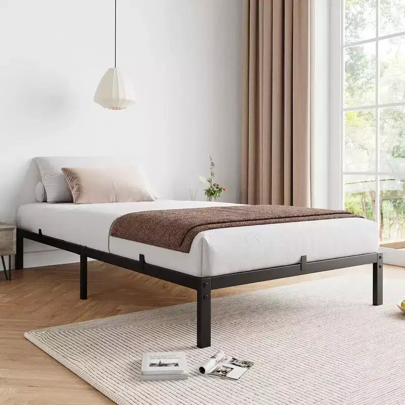 Whizmax Struttura Letto da 10 Pollici per Misura Queen/Full/Twin, Base Letto a Piattaforma Bassa in Metallo, Supporto Materasso, Senza Rumore, Facile da Montare, Nero