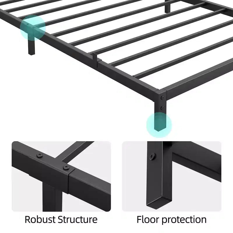 Whizmax Struttura Letto da 10 Pollici per Misura Queen/Full/Twin, Base Letto a Piattaforma Bassa in Metallo, Supporto Materasso, Senza Rumore, Facile da Montare, Nero