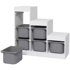 Qaba Organizer per Giocattoli per Bambini con 6 Contenitori e 3 Livelli, Scaffale Portaoggetti per Bambini da 3-8 Anni, per Sala Giochi, Camera da Letto, Grigio
