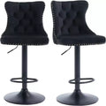 Swivel Velvet Barstools Set of 2, Modern Swivel Upholstered Bar Stools with Backs Comfortable Tufted for Home Pub and Kitchen Island,Black