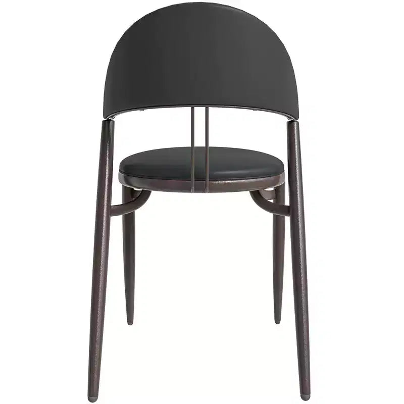 Sedia da pranzo moderna LeisureMod Venice in pelle, sedia laterale accentata imbottita con schienale aperto, con gambe in metallo, sedia da pranzo senza montaggio, set da 4