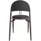 Sedia da pranzo moderna LeisureMod Venice in pelle, sedia laterale accentata imbottita con schienale aperto, con gambe in metallo, sedia da pranzo senza montaggio, set da 4