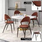 Sedia da pranzo moderna LeisureMod Venice in pelle, sedia laterale accentata imbottita con schienale aperto, con gambe in metallo, sedia da pranzo senza montaggio, set da 4