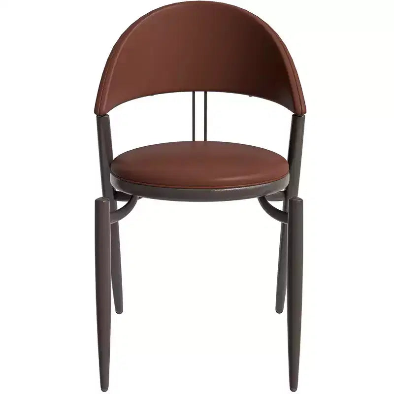Sedia da pranzo moderna LeisureMod Venice in pelle, sedia laterale accentata imbottita con schienale aperto, con gambe in metallo, sedia da pranzo senza montaggio, set da 4