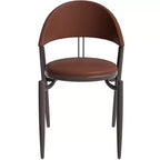 Sedia da pranzo moderna LeisureMod Venice in pelle, sedia laterale accentata imbottita con schienale aperto, con gambe in metallo, sedia da pranzo senza montaggio, set da 4
