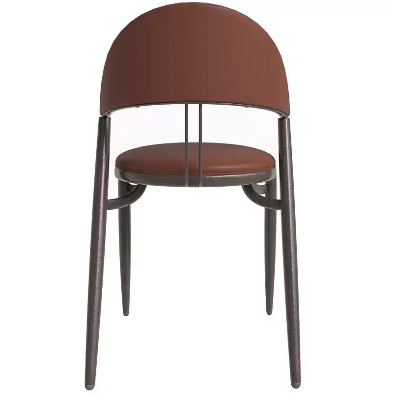 Sedia da pranzo moderna LeisureMod Venice in pelle, sedia laterale accentata imbottita con schienale aperto, con gambe in metallo, sedia da pranzo senza montaggio, set da 4