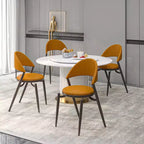 Sedia da pranzo moderna LeisureMod Venice in pelle, sedia laterale accentata imbottita con schienale aperto, con gambe in metallo, sedia da pranzo senza montaggio, set da 4