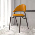 Sedia da pranzo moderna LeisureMod Venice in pelle, sedia laterale accentata imbottita con schienale aperto, con gambe in metallo, sedia da pranzo senza montaggio, set da 4