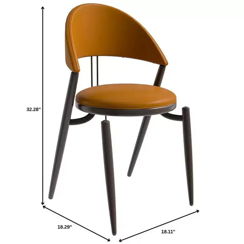 Sedia da pranzo moderna LeisureMod Venice in pelle, sedia laterale accentata imbottita con schienale aperto, con gambe in metallo, sedia da pranzo senza montaggio, set da 4