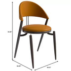 Sedia da pranzo moderna LeisureMod Venice in pelle, sedia laterale accentata imbottita con schienale aperto, con gambe in metallo, sedia da pranzo senza montaggio, set da 4