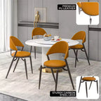 Sedia da pranzo moderna LeisureMod Venice in pelle, sedia laterale accentata imbottita con schienale aperto, con gambe in metallo, sedia da pranzo senza montaggio, set da 4