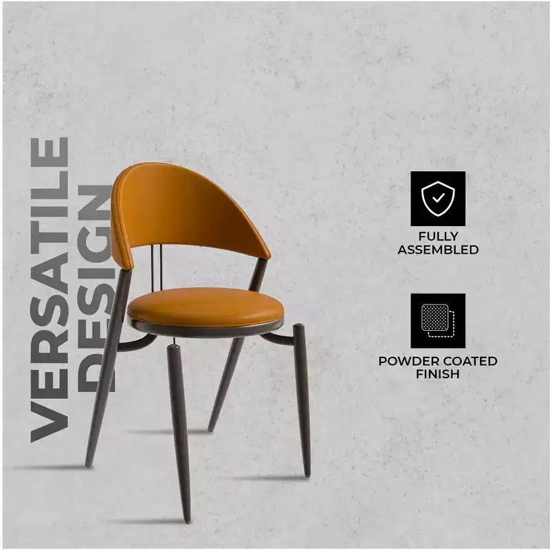 Sedia da pranzo moderna LeisureMod Venice in pelle, sedia laterale accentata imbottita con schienale aperto, con gambe in metallo, sedia da pranzo senza montaggio, set da 4
