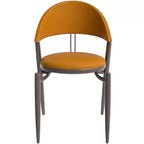 Sedia da pranzo moderna LeisureMod Venice in pelle, sedia laterale accentata imbottita con schienale aperto, con gambe in metallo, sedia da pranzo senza montaggio, set da 4