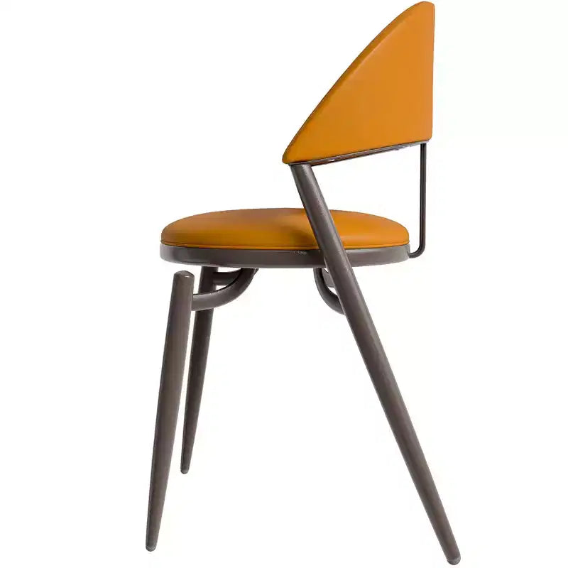 Sedia da pranzo moderna LeisureMod Venice in pelle, sedia laterale accentata imbottita con schienale aperto, con gambe in metallo, sedia da pranzo senza montaggio, set da 4