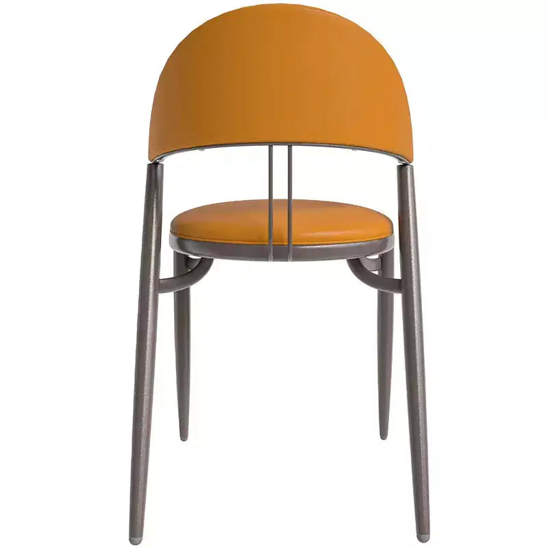 Sedia da pranzo moderna LeisureMod Venice in pelle, sedia laterale accentata imbottita con schienale aperto, con gambe in metallo, sedia da pranzo senza montaggio, set da 4