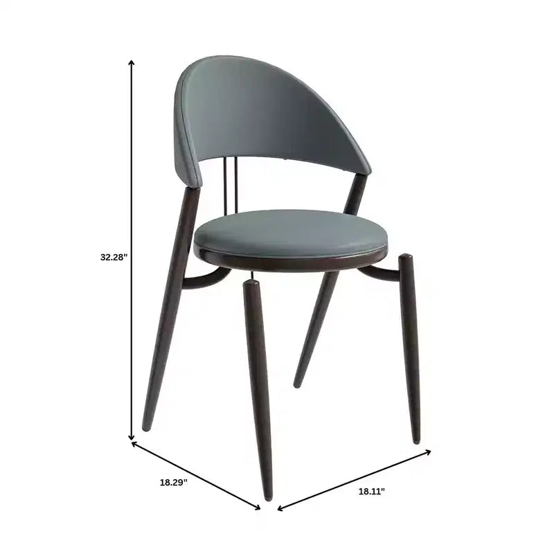 Sedia da pranzo moderna LeisureMod Venice in pelle, sedia laterale accentata imbottita con schienale aperto, con gambe in metallo, sedia da pranzo senza montaggio, set da 4