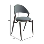 Sedia da pranzo moderna LeisureMod Venice in pelle, sedia laterale accentata imbottita con schienale aperto, con gambe in metallo, sedia da pranzo senza montaggio, set da 4