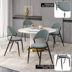 Sedia da pranzo moderna LeisureMod Venice in pelle, sedia laterale accentata imbottita con schienale aperto, con gambe in metallo, sedia da pranzo senza montaggio, set da 4