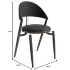 Sedia da pranzo moderna LeisureMod Venice in pelle, sedia laterale accentata imbottita con schienale aperto, con gambe in metallo, sedia da pranzo senza montaggio, set da 4