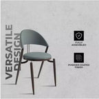 Sedia da pranzo moderna LeisureMod Venice in pelle, sedia laterale accentata imbottita con schienale aperto, con gambe in metallo, sedia da pranzo senza montaggio, set da 4