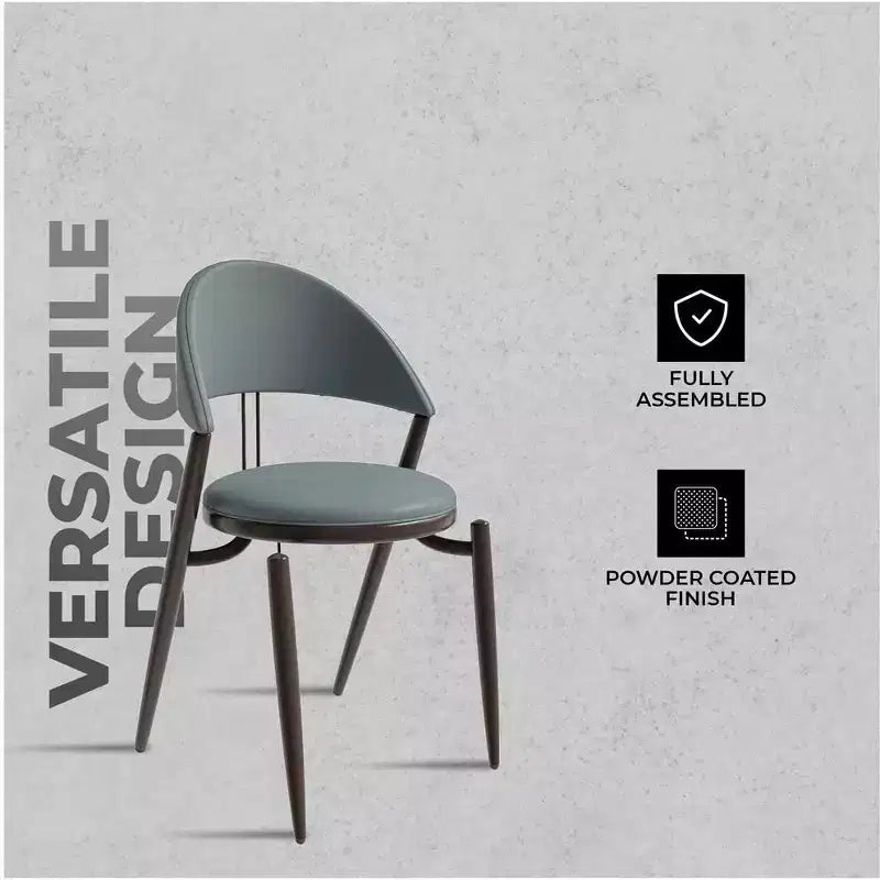 Sedia da pranzo moderna LeisureMod Venice in pelle, sedia laterale accentata imbottita con schienale aperto, con gambe in metallo, sedia da pranzo senza montaggio, set da 4