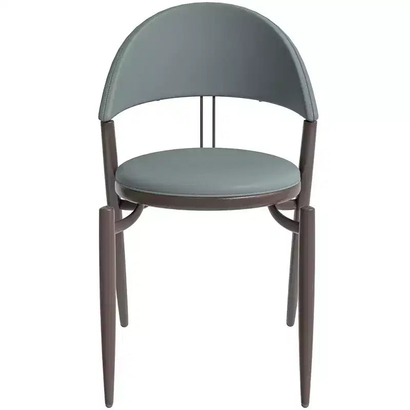 Sedia da pranzo moderna LeisureMod Venice in pelle, sedia laterale accentata imbottita con schienale aperto, con gambe in metallo, sedia da pranzo senza montaggio, set da 4