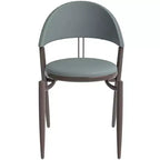 Sedia da pranzo moderna LeisureMod Venice in pelle, sedia laterale accentata imbottita con schienale aperto, con gambe in metallo, sedia da pranzo senza montaggio, set da 4