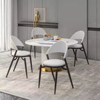 Sedia da pranzo moderna LeisureMod Venice in pelle, sedia laterale accentata imbottita con schienale aperto, con gambe in metallo, sedia da pranzo senza montaggio, set da 4