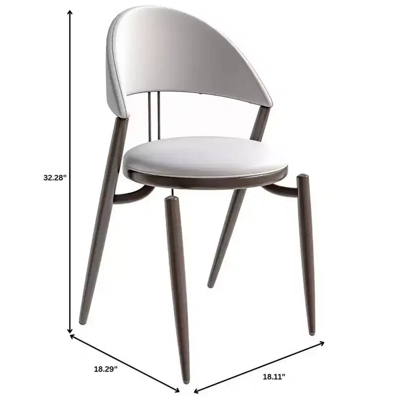 Sedia da pranzo moderna LeisureMod Venice in pelle, sedia laterale accentata imbottita con schienale aperto, con gambe in metallo, sedia da pranzo senza montaggio, set da 4