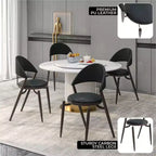 Sedia da pranzo moderna LeisureMod Venice in pelle, sedia laterale accentata imbottita con schienale aperto, con gambe in metallo, sedia da pranzo senza montaggio, set da 4