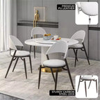 Sedia da pranzo moderna LeisureMod Venice in pelle, sedia laterale accentata imbottita con schienale aperto, con gambe in metallo, sedia da pranzo senza montaggio, set da 4
