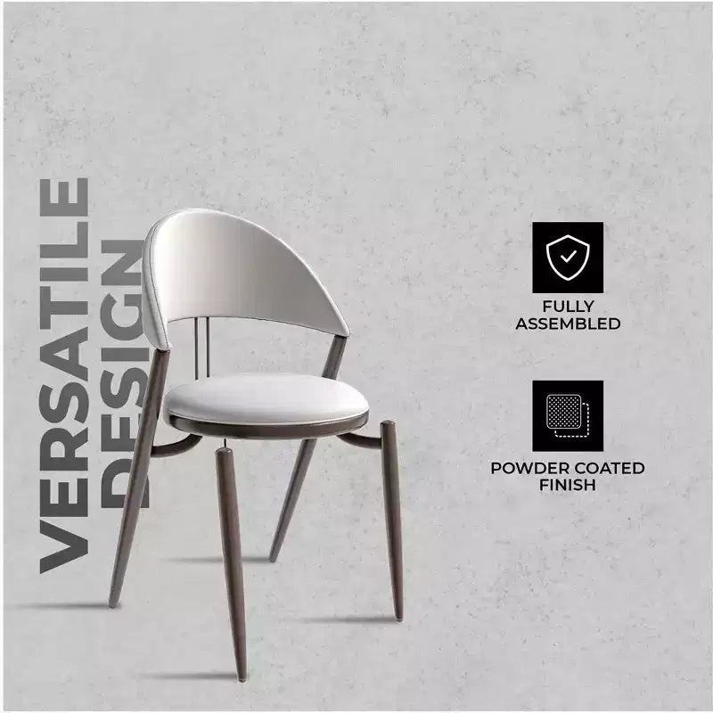 Sedia da pranzo moderna LeisureMod Venice in pelle, sedia laterale accentata imbottita con schienale aperto, con gambe in metallo, sedia da pranzo senza montaggio, set da 4